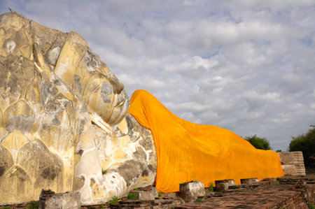 Thai temple, ancient Buddha statueの写真素材