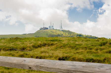Japan's highland pasture, clear cloud and blue skyの写真素材