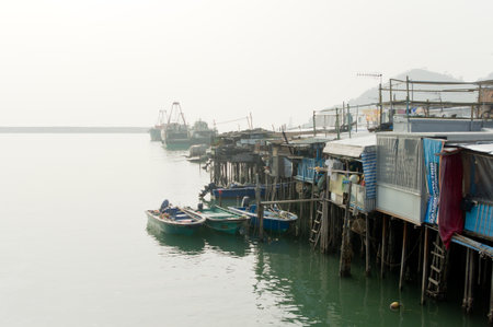 Chinese fishing villageのeditorial素材