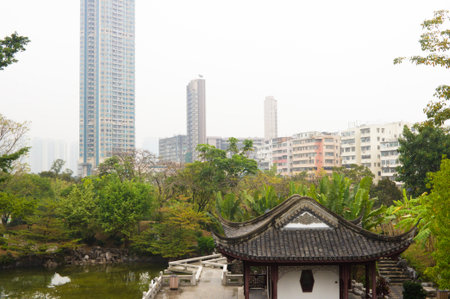 Chinese temple in Hong Kongの写真素材