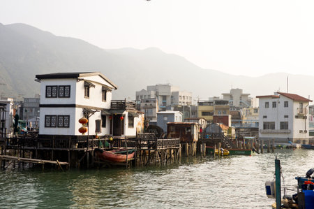 Chinese fishing villageのeditorial素材