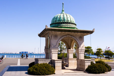 Yokohama park beside the sea. Indian water tower. Historic Landmarkのeditorial素材
