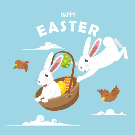 Flying Easter Rabbitのイラスト素材