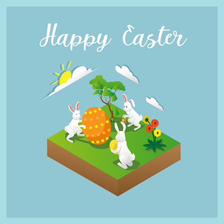 Isometric Easter Greetingsのイラスト素材