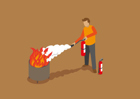 Isometric Fire Extinguiser Trainingのイラスト素材