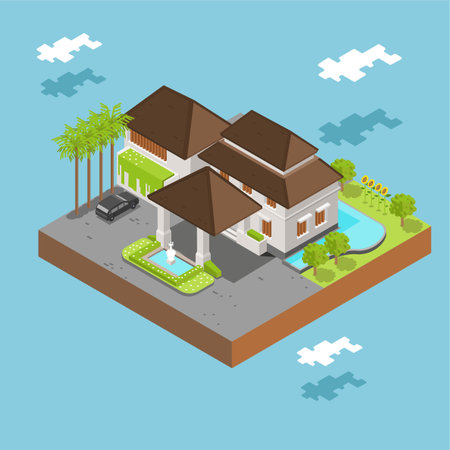 Isometric Mansion Buildingのイラスト素材