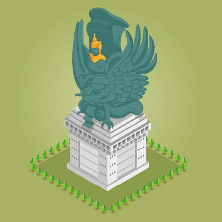 Isometric Garuda Wisnu Kencana Statueのイラスト素材