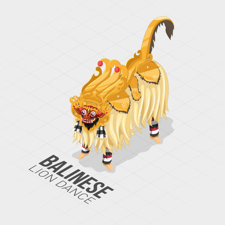 Isometric Balinese Lion Dance Infographicのイラスト素材