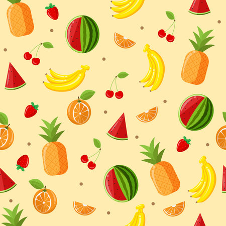 tropical fruits vector seamless pattern