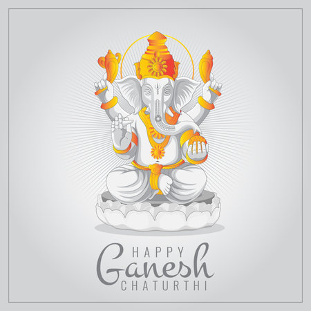 Festival of ganesh chaturthi greeting card with statue of lord ganeshaのイラスト素材