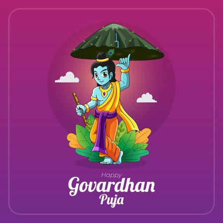 Happy Govardhan puja celebration greeting cardのイラスト素材