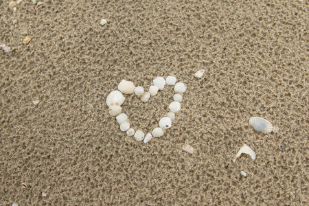 heart on sandの写真素材