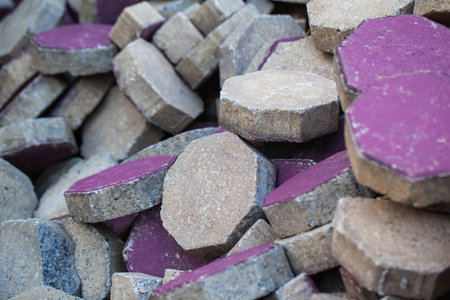 octagonal brick used to make the pathway.の写真素材