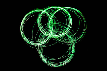 Abstract long exposure green neon lights texture soft focut.