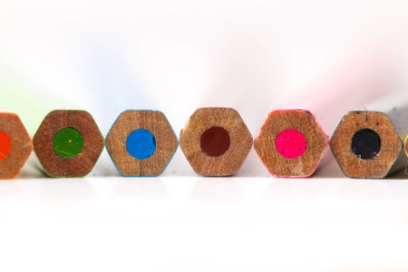 Texture of colored pencils on white background.の写真素材