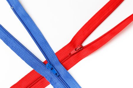 Colorful zipper collection isolated over white background.の写真素材