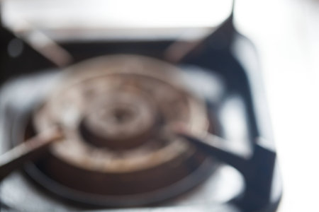 Absract Cooking on a modern design gas stove burnerの写真素材