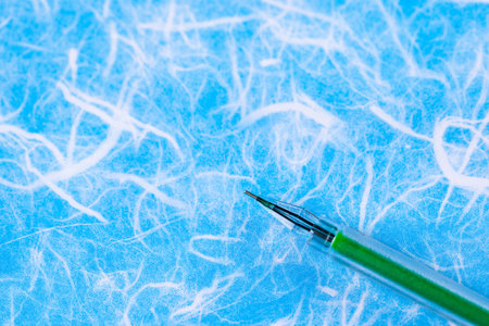 Blue paper and color pen.の写真素材