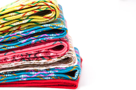 colorful Thai silk textile pattern from Handmadeの写真素材