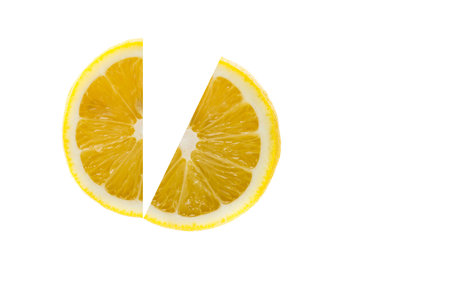 yellow Lemon slice on white background.の写真素材