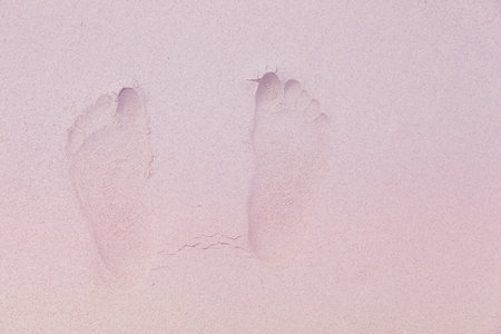 foot print on beach sand.の写真素材