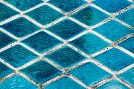 Blue tile floor useful as a backgroundの写真素材
