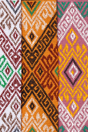 A collection of color Thai silk. Thai silk.の写真素材