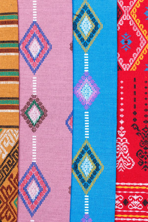 A collection of color Thai silk. Thai silk.