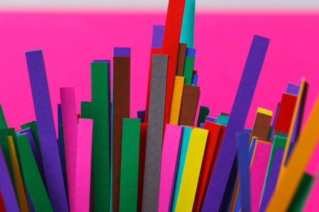 colourful papers background. Rainbow colored paper close upの写真素材