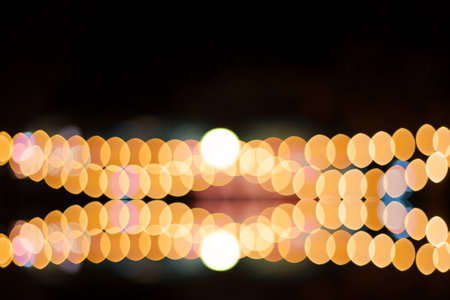 Christmas lights defocused background. Vintage styled holiday abstract bokehの写真素材