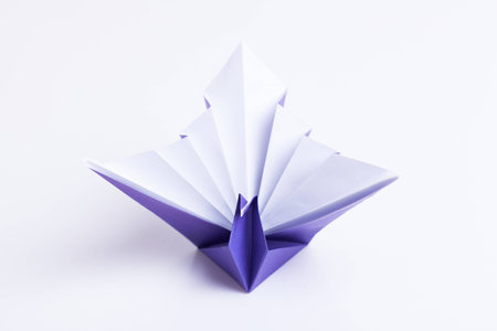 colour paper origami. Paper origami bird isolated on white background.の写真素材