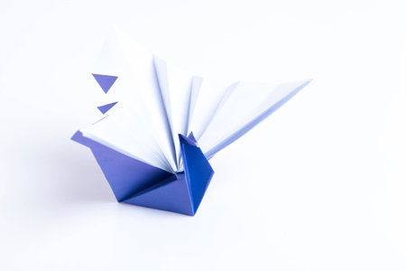 colour paper origami. Paper origami bird isolated on white background.の写真素材