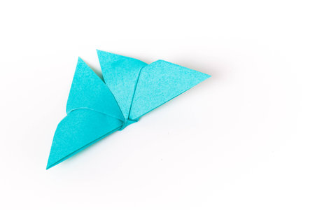 colourful origami butterfly paper on withe background.の写真素材