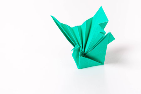 colour paper origami. Paper origami bird isolated on white background.の写真素材