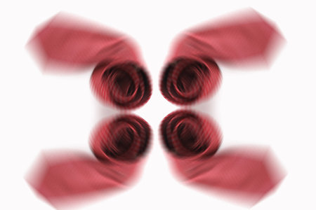 Abstract blur red business neck tie silk on white background.の写真素材