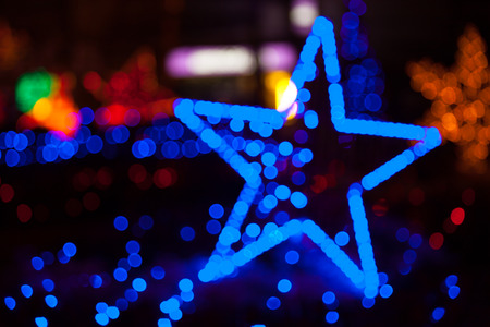 Blur of Christmas lights on background. Bokeh of christmas light.