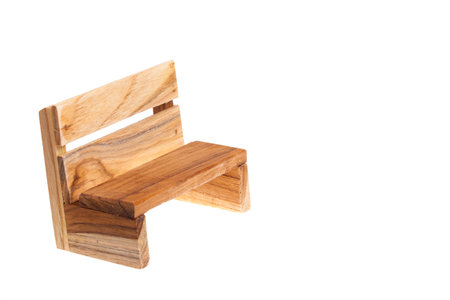 Close-up of small wooden chairs.の写真素材