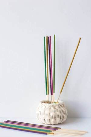 colorful incense stickの写真素材