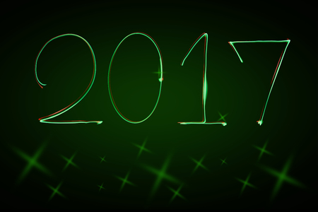 Happy new year 2017 written with light painting.の写真素材