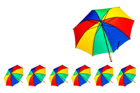 Colourful umbrella isolated on the white backgroundの写真素材
