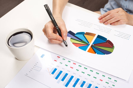 Graph business and financial report. Accounting