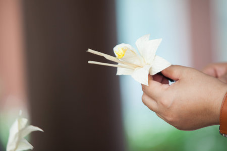 People made Thai artificial funeral flower.の写真素材