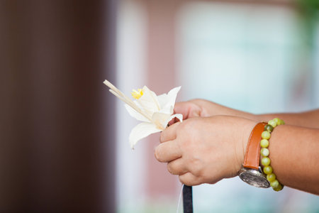 People made Thai artificial funeral flower.の写真素材