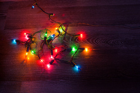 Christmas light on floor background.の写真素材