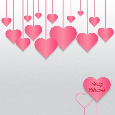 Valentines card with pink heart vector illustration.のイラスト素材