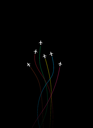 Background with colorful airplanes. Vector illustration.