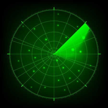 Radar vector illustrator on dark background.のイラスト素材