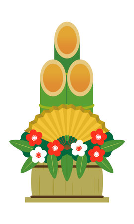 Illustration material for New Year's card Kadomatsuのイラスト素材