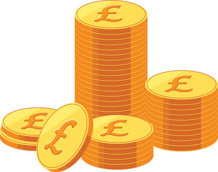 Image illustration of piled up pound coins.のイラスト素材