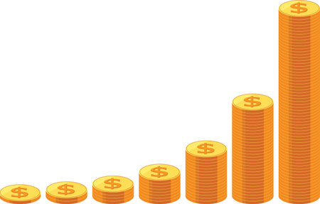 Image of stepwise dollar coins.のイラスト素材